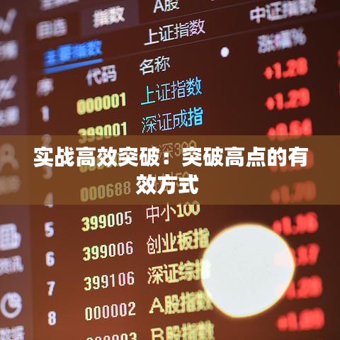 实战高效突破：突破高点的有效方式 
