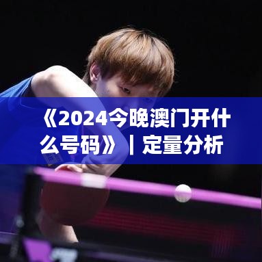 《2024今晚澳门开什么号码》｜定量分析解释定义