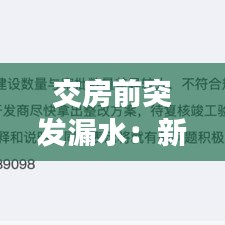 交房前突发漏水：新交房漏水可以退房吗 