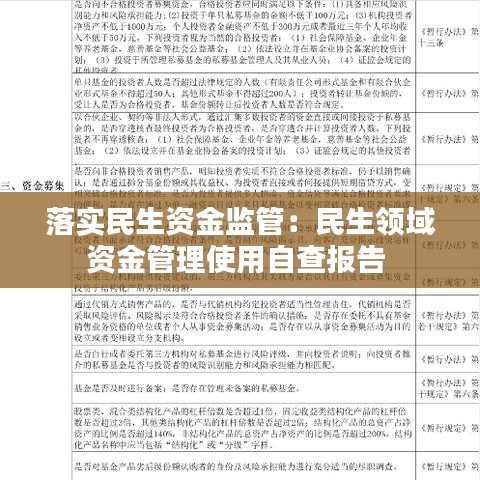 落实民生资金监管：民生领域资金管理使用自查报告 