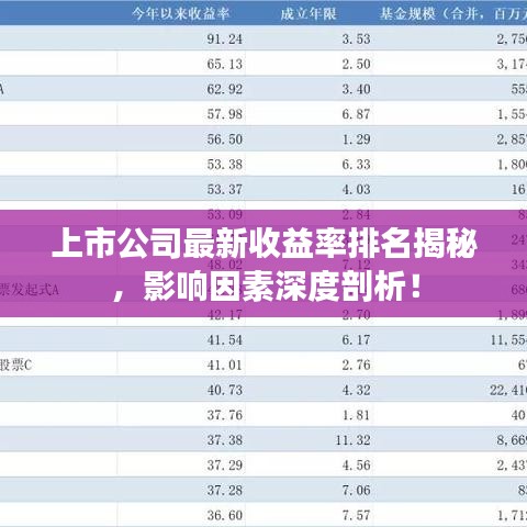 上市公司最新收益率排名揭秘，影响因素深度剖析！