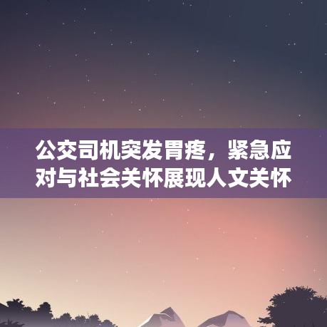 公交司机突发胃疼，紧急应对与社会关怀展现人文关怀力量