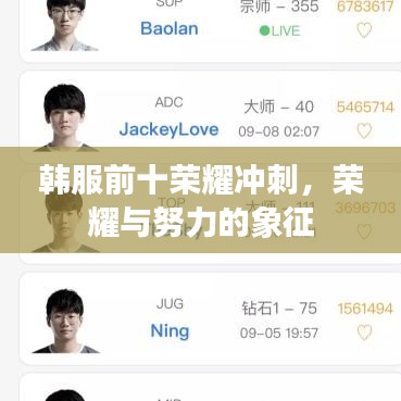 韩服前十荣耀冲刺，荣耀与努力的象征