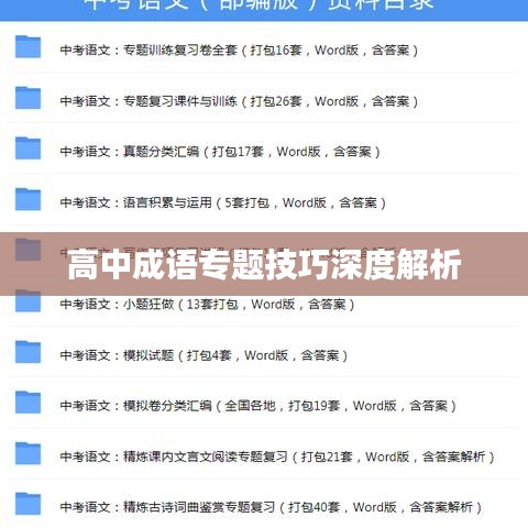 高中成语专题技巧深度解析