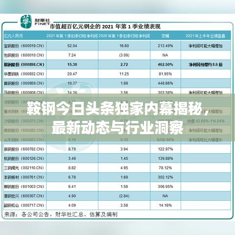 鞍钢今日头条独家内幕揭秘，最新动态与行业洞察